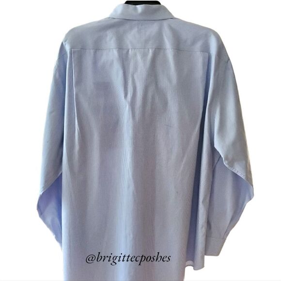 COOPER & STEWART Thin Striped Blue Oxford Shirt - Picture 4 of 13